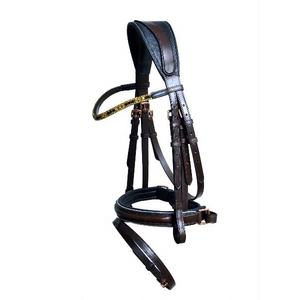 บังเหียนหนังม้าแบบอินเดียตกแต่งด้วยหนังเทียมสีน้ำตาลคริสตัล - Product Image 1