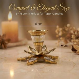 Single Aluminium & Mother of Pearl <b>Candle</b> Holder Petals Short Decorative Candlestick Stand for <b>Taper</b> <b>Candles</b> Home Bedroom - Product Image 4