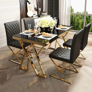 New Design Modern Rectanglur Dining <b>Tables</b> With <b>Marble</b> <b>Top</b> Luxury Dining <b>Table</b> 6 Seater Metal Dining <b>Table</b> X Shape Metal Base - Product Image 4