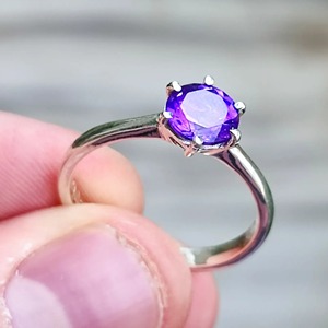 Amethyst <b>Ring</b> Handmade Sterling Silver Bezel Setting Natural Purple Round Shape Gemstone <b>Boho</b> Jewelry Women's Jewekry - Product Image 3