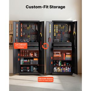 Armoire de rangement en métal, 70,87 pouces de hauteur, capacité de 180 lb, 2 portes verrouillables, étagères réglables - Product Image 3