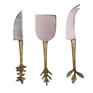 Hammered Design Metal Golden <b>Cheese</b> <b>Sets</b> With White Marble Handle For Home And Hotels Usage <b>Cheese</b> Knife Butter Spreader - Product Image 5