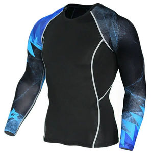 Haut de protection anti-UV à manches longues pour homme, imprimé flamme noire, séchage rapide, en polyester - Product Image 3