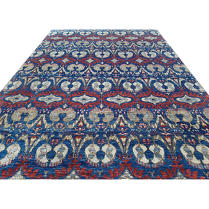 Alfombra de Lana Hecha a Mano con Nudos, de Pelo Corto, Tradicional y Ornamental, con Motivo Intrincado Multicolor - Product Image 5