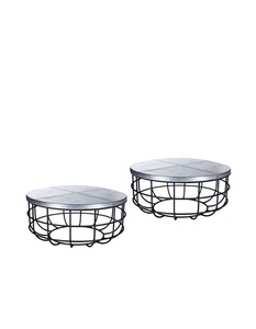 โต๊ะข้างโลหะลวดเหล็กทำด้วยมือโต๊ะกาแฟโลหะกลมสีเงินหรูหราสำหรับเฟอร์นิเจอร์ในบ้าน - Product Image 3