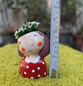 Maceta Decorativa Ecológica con Diseño de Puntos Amarillos para Hogar y Jardín, Acabado Glaseado, para Interiores, Modelo Niña - Product Image 5