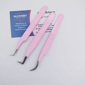 Pinzas de punta de fibra de acero inoxidable de 90 grados con Etiqueta Privada, extensiones de pestañas de volumen rosa para pestañas, etiqueta privada sostenible - Product Image 2