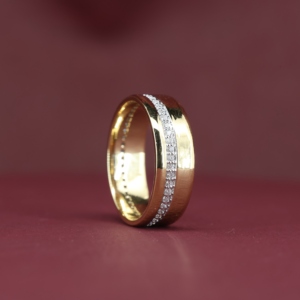 925 Sterling Silver 14K Gold Plated Rose Gold Plated Engagement Hiphop Pave Moissanite Middle Line <b>Large</b> Wide Band <b>Ring</b> - Product Image 3