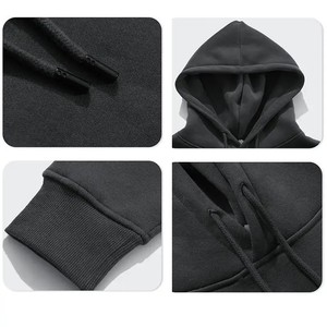 Sudadera con capucha negra para hombre, diseño personalizado, de algodón grueso, estilo casual para otoño, con estampado en la espalda. - Product Image 6
