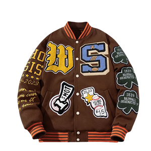 High Quality ODM OEM Customized Breathable Varsity <b>Jacket</b> Chenille Logo Embroidery Wool Body <b>Leather</b> Sleeves Premium Outerwear - Product Image 1