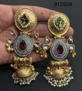 Traditional Classic Look Durable Quality German Silver Fashion <b>Earrings</b> German Silver Plated <b>Earrings</b> - Product Image 2