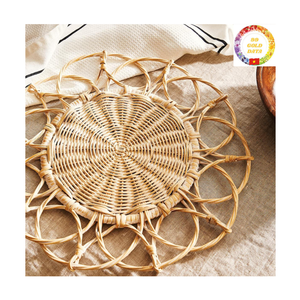 Natural Rattan Placemat 35cm | Handmade <b>Round</b> Charger Plate | Boho <b>Table</b> Decor OEM Manufacturer - Product Image 3