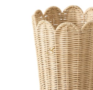 Handwoven Flexible Design Scalloped Rattan Waste <b>Basket</b> Trash Can Eco-Friendly Natural <b>Wicker</b> <b>Storage</b> Bin for Office Home Decor - Product Image 2