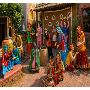 Punjabi Virsa Theme Fiber <b>Statues</b> for Restaurant USA Punjabi Cultural Theme Fiber <b>Statue</b> for Decor Punjabi Madhani lady <b>Statue</b> - Product Image 1