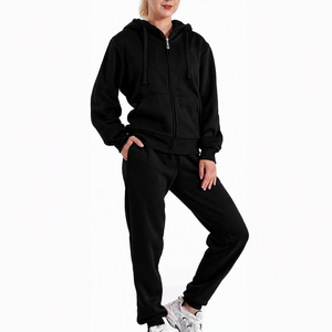 Conjunto Deportivo Personalizado para Mujer, Sudadera con Capucha y Cremallera de Algodón Cepillado y Pantalones Jogger, Estilo Casual, Atlético y Urbano - Product Image 1