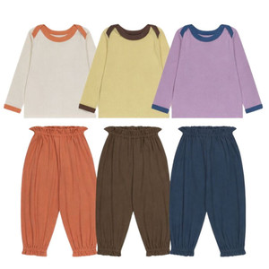 Ensemble deux pièces JALBEBET pour la maison, vêtements de détente en coton doux pour bébé, manches longues, vente en gros, haut unisexe en mélange de coton pour nourrisson, pantalon élastique - Product Image 1