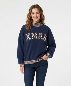 Sudadera Bordada con Diseño de Castañas para Mujer, Marrón, de Algodón, Cuello Alto, Manga Larga, Corte Regular, para Invierno - Product Image 3