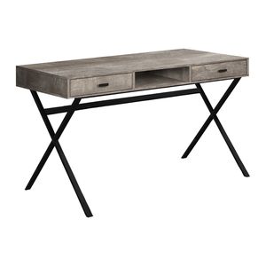 Contemporary Modern 48\"L Home <b>Office</b> <b>Computer</b> Desk with Storage Drawers Beige Laminate & Black Metal for Laptop Work - Product Image 2