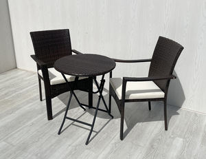 BL00042 Modern 3-Piece Wicker <b>Bistro</b> Set with Folding <b>Table</b> <b>and</b> 2 <b>Chairs</b> for Apartment & Hotel Outdoor Use - Product Image 2