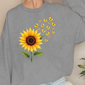 Sweatshirts femme motif tournesol et papillons - Product Image 4