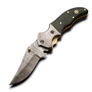 มีดพับเหล็กดามัสกัสคุณภาพสูงระดับมืออาชีพขายส่งจากโรงงาน พร้อมระบบล็อคแบบ Liner Lock สำหรับพกพา EDC มีดพกเอาตัวรอดกลางแจ้ง DIY - Product Image 1