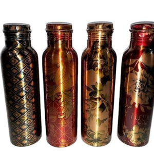 Bouteille d'eau en cuivre 750 ml la plus vendue, 100 % pure, saine, bienfaits ayurvédiques, pour le sport, avec capacité de 500 ml - Product Image 2