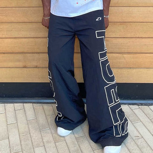 Pantalones Oversize de Nylon Estilo Urbano para Hombre, Casuales, Cortavientos, de Pierna Ancha, con Cintura Elástica y Estampado Gráfico, Suministro de Marca Privada - Product Image 6