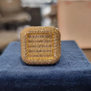 Bague de Luxe Hip Hop Carrée en Argent Sterling 925 Sertie de Moissanite VVS, Bague Tendance pour Homme, à Porter Tous les Jours - Product Image 2