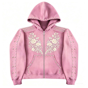 Custom Premium Quality Embroidered Zip Hoodie Sweatshirt Full Zip Casual Streetwear Soft Fleece Hoodie For Unisex - Product Image 4