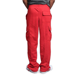 Men's Black Cargo Sweatpants Elastic Waist Multiple Pockets Casual Autumn Wear Cotton Bamboo Fiber Midweight Knitted Fabric - Product Image 3