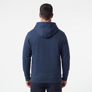 Sweat à capuche zippé pour homme, bleu marine tendance, en coton épais, coupe classique, personnalisable. - Product Image 3