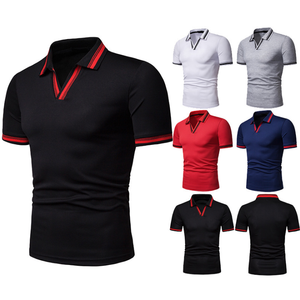 เสื้อโปโลถักลายบล็อกสี ลายเรขาคณิต ทรงลำลอง สีขาว แดง ดำ ลายทาง - Product Image 4