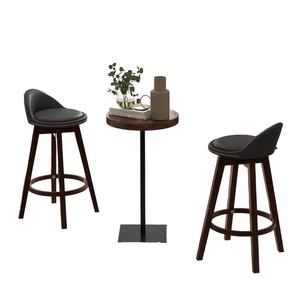 Chaise de salle à manger moderne en bois massif Urban Lounge, chaise de bar pivotante rembourrée marron avec dossier, mobilier pour bar à domicile et appartement - Product Image 1