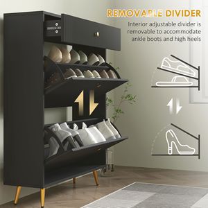 Scarpiera Girevole a Onda con Ripiani Regolabili per 12 Paia di Scarpe Nera - Product Image 6