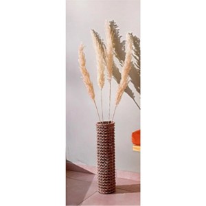 Vase à fleurs en rotin tressé à la main, vase sur pied en fil métallique rustique, écologique, style bohème, pour plantes séchées, décoration de salon - Product Image 5