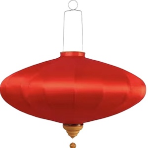 โคมไฟไหมเวียดนามสีแดง ทำด้วยมือจากผ้า ตกแต่งแสงไฟสำหรับงานเทศกาล งานแต่งงาน งานปาร์ตี้ ของตกแต่งแขวนประดับ - Product Image 1