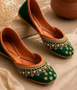 New Arrival Women Khussa Handmade Pumps Pakistani Traditional Flats Embroidered Comfortable Ladies Ethnic <b>Shoes</b> OEM ODM - Product Image 4