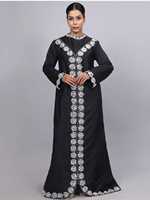 Nouvel Arrivage Ensemble 2 Pièces Grande Taille Kaftan Islamique Léger Fait Main Brodé Perlé Longueur Ras du Sol Manches Longues Col Montant
