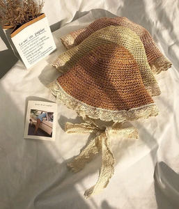 Chapeau de paille tendance 2026 multifonctionnel pour cosplay, plage, fête, voyage, spectacle – Hommes, femmes, enfants – Avec dentelle - Product Image 3