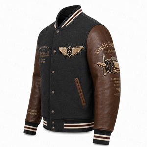 Veste universitaire en chenille personnalisée, veste bomber en laine et cuir, veste universitaire en gros pour hommes - Product Image 2