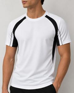 Men's 300 GSM White Black <b>Raglan</b> Sleeve O-Neck T-Shirt Regular Fit Quick Dry Knitted Polyester/Cotton Jersey Blank Design - Product Image 1