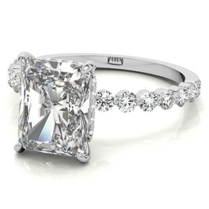 Anillo de Compromiso, Boda o Promesa con Moissanita de Corte Radiante de 7.5mm, Halo, Plata de Ley 925, Bañado en Oro Rosa, Engaste de Garras - Product Image 1