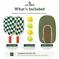 Set Raket Pickleball Serat Karbon LD Ringan Inti Sarang Lebah Disetujui USAPA Kontrol Permukaan Tahan Lama Hiburan 16mm Portabel