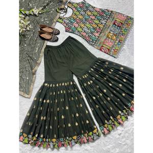 Designer Women's Party Wear Top Bottom Dupatta <b>Set</b> with Embroidery Sequence Work - Product Image 1