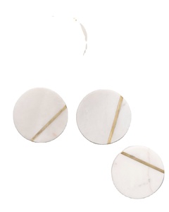 Posavasos de mármol blanco para el día de la madre, juego de posavasos redondo de 4 anchas para bebidas con incrustación de latón dorado, 100% - Product Image 1