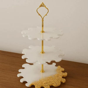 Moule en résine époxy pour plateau de service à gâteaux et desserts à 3 niveaux, moule en silicone pour résine époxy, moule de moulage artisanal en résine époxy effet géode, plateau de service en provenance d'Inde - Product Image 1