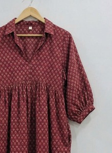 Robe midi pour femme, faite main, 100% coton, formelle, simple, à motifs floraux, respirante, taille naturelle, pour l'été, vêtements en gros - Product Image 5