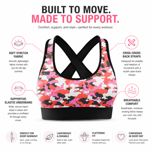 Women Camouflage Sports <b>Bra</b> High Impact Cross Back Padded Workout Gym Fitness Yoga <b>Bra</b> Top Breathable Shockproof Activewear - Product Image 5