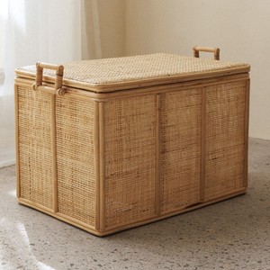 Caja grande con tapa, hecha a mano, de ratán, cesta grande, baúl de gran tamaño, baúl multiusos. - Product Image 1
