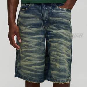 Shorts de Mezclilla Personalizados para Hombre, Estilo Y2K, Cintura Media, con Bordado, Lavado Claro, Mezcla de Algodón, Atuendo de Verano - Product Image 4